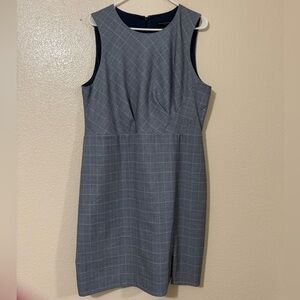 Banana Republic Blue-Gray Checkered Midi Dress
